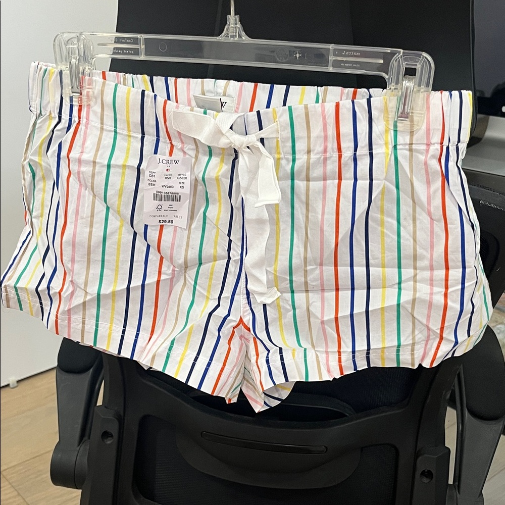 J. Crew PJ Boxer shorts XS High Waist Striped Shorts - Blue, Red, Green, Orange